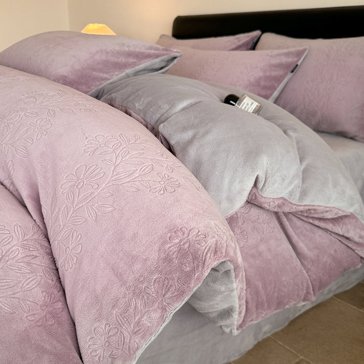 Luxury Embossed Plush Duvet and Pillow Set