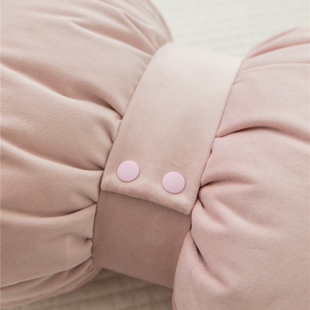 Velvet Bow Accent Pillow with Stud-Trim and Center Cinch