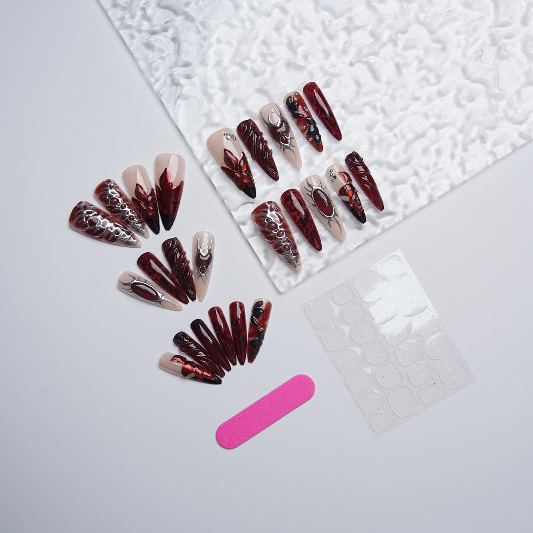 Acrylic nail set with artistic designs Stornfield