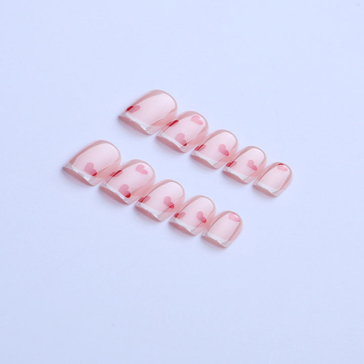Heart-Embellished Press-On Nail Art Set