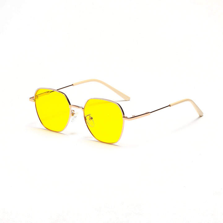 Women’s fashionable sunglasses with slim metal frame and blue lenses Stornfield