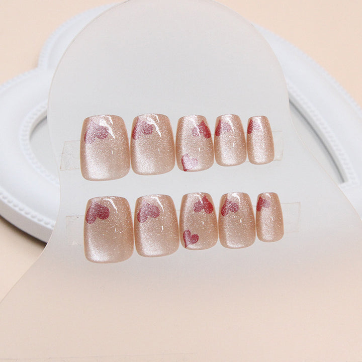 Heart-Themed Press-On Nail Design Stornfield