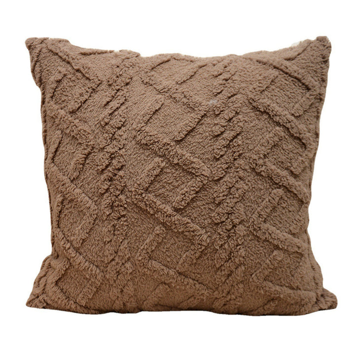 Plush Textured Sherpa Square Throw Pillow Cover with Geometric Tufting