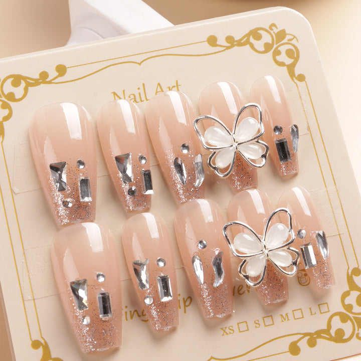 Glamorous Butterfly-Embellished Press-On Nail Art Stornfield