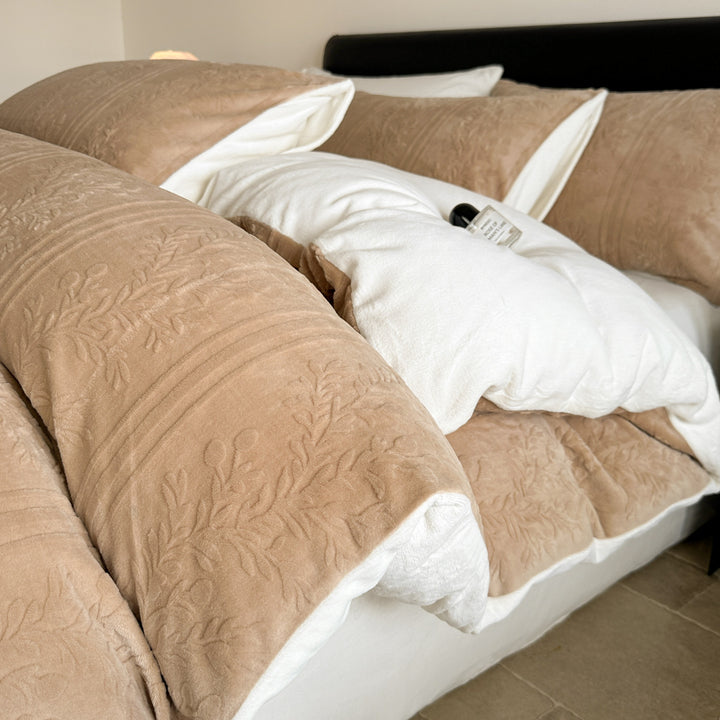 Luxury Embossed Plush Duvet and Pillow Set