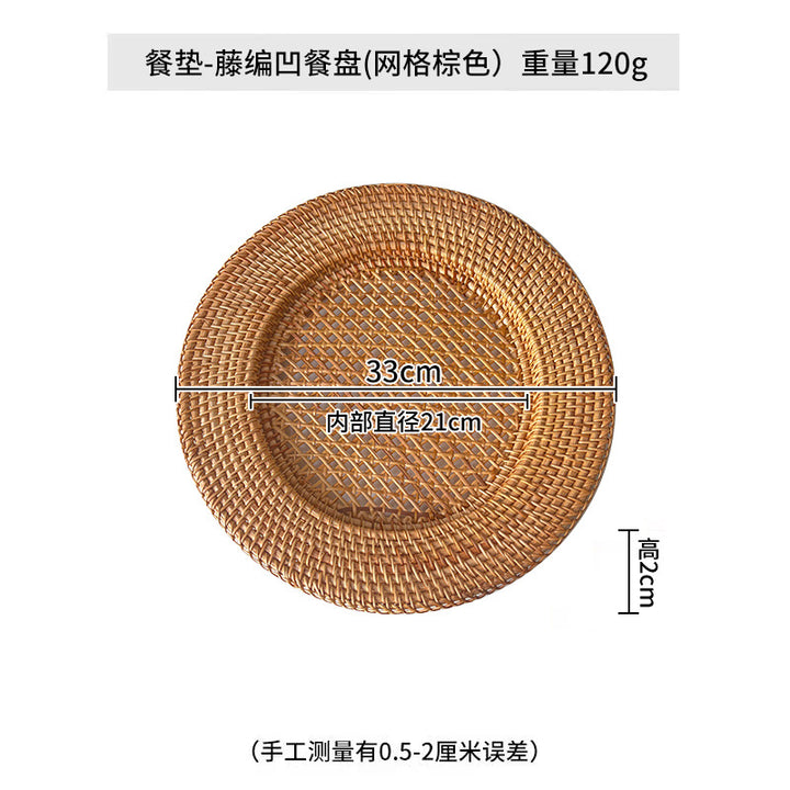 Ladies' round serving platter made of hand-woven natural material Stornfield