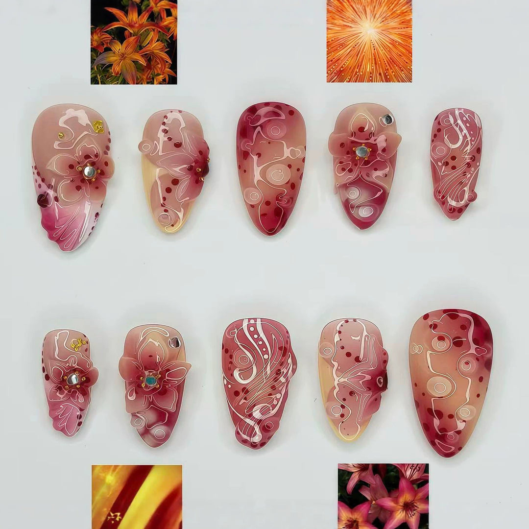 Decorative Floral Press-On Nail Art Set 1790745679