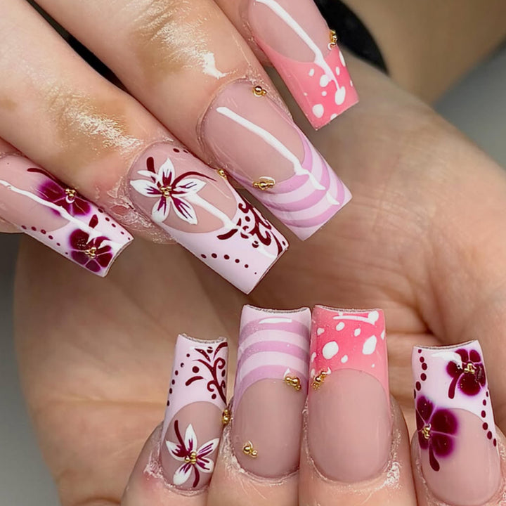 Luxurious Floral 3D Acrylic Nail Art Extensions Stornfield