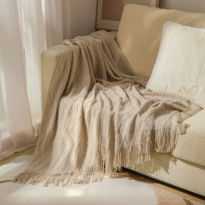 Cozy Textured Knitted Throw Blanket