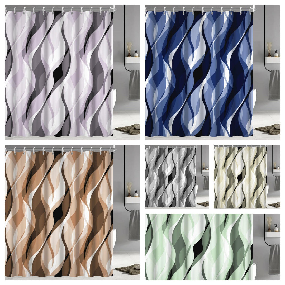 Abstract Wave Pattern Shower Curtain Stornfield