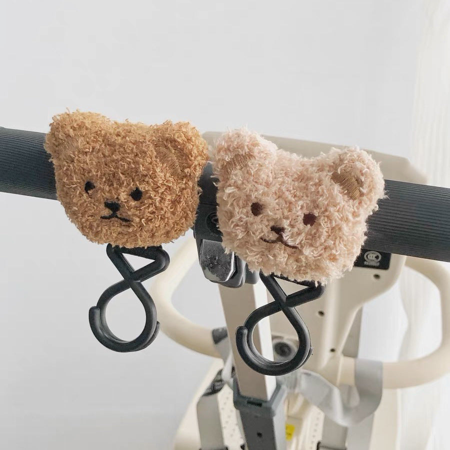 Plush Bear Stroller Hook and Clip Keychain Accessory
