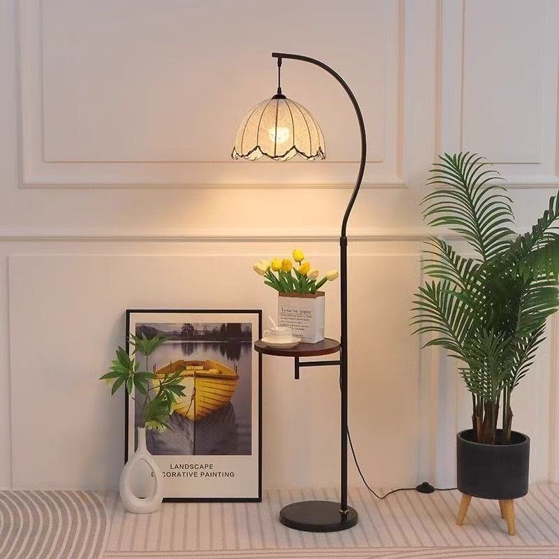 Modern Arc Floor Lamp with Shelf