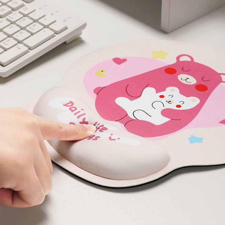 Cute Cartoon Bear-Themed Gaming Mouse Wrist Rest