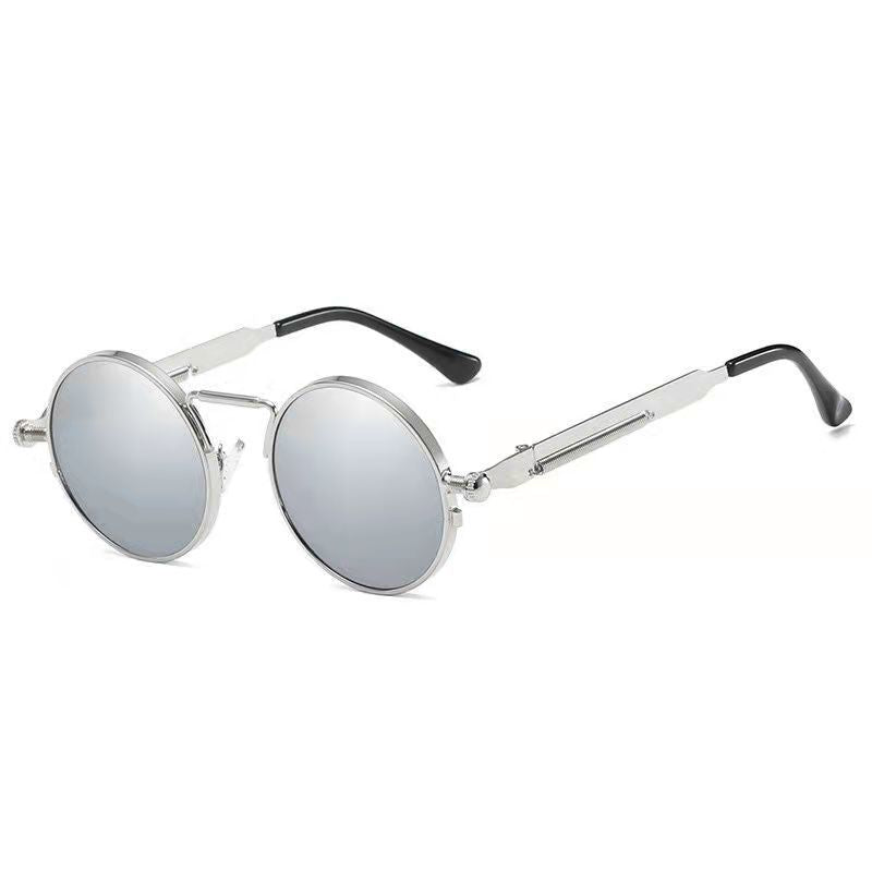 Ladies Round Metal Sunglasses with Mirrored Lenses Stornfield