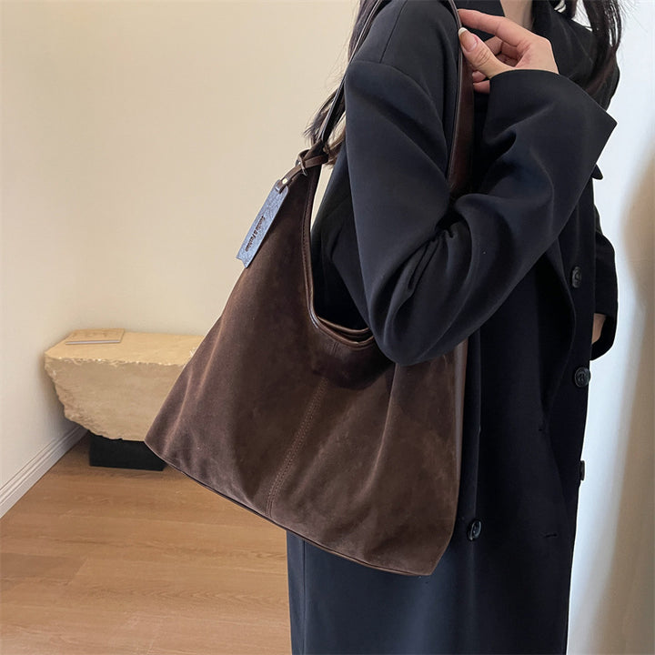 Suede Slouchy Shoulder Bag