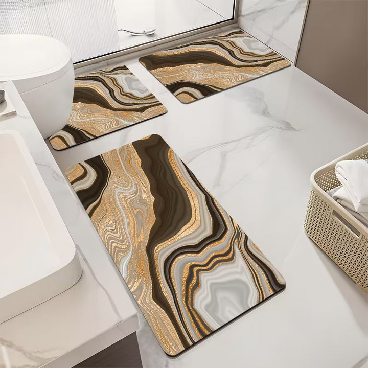 Luxurious Marble Pattern Bath Mat Set Stornfield