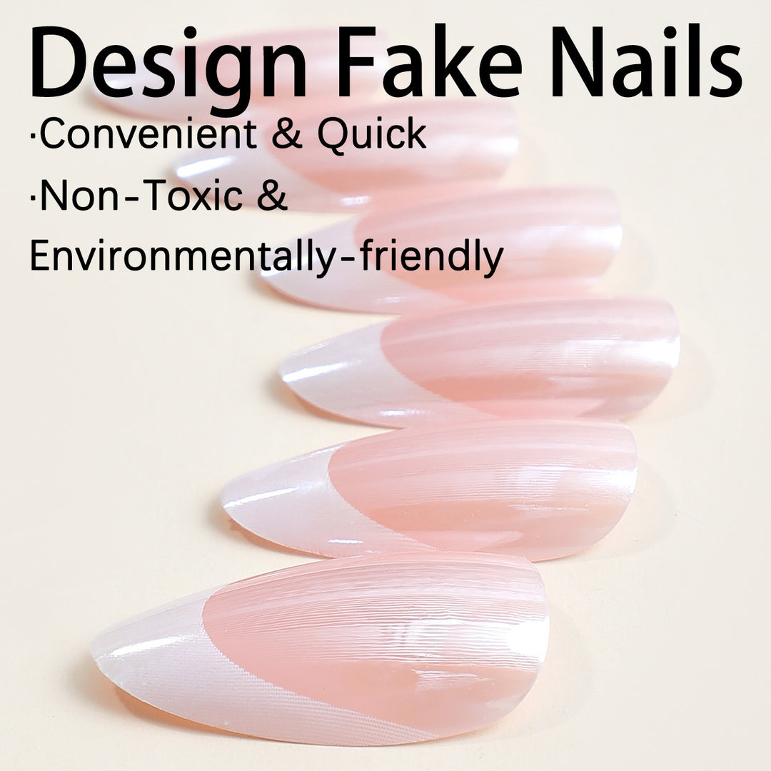 Acrylic nail set with elegant French design and care set Stornfield