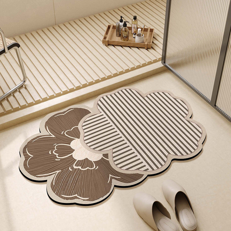 Floral Design Plush Bath Mat