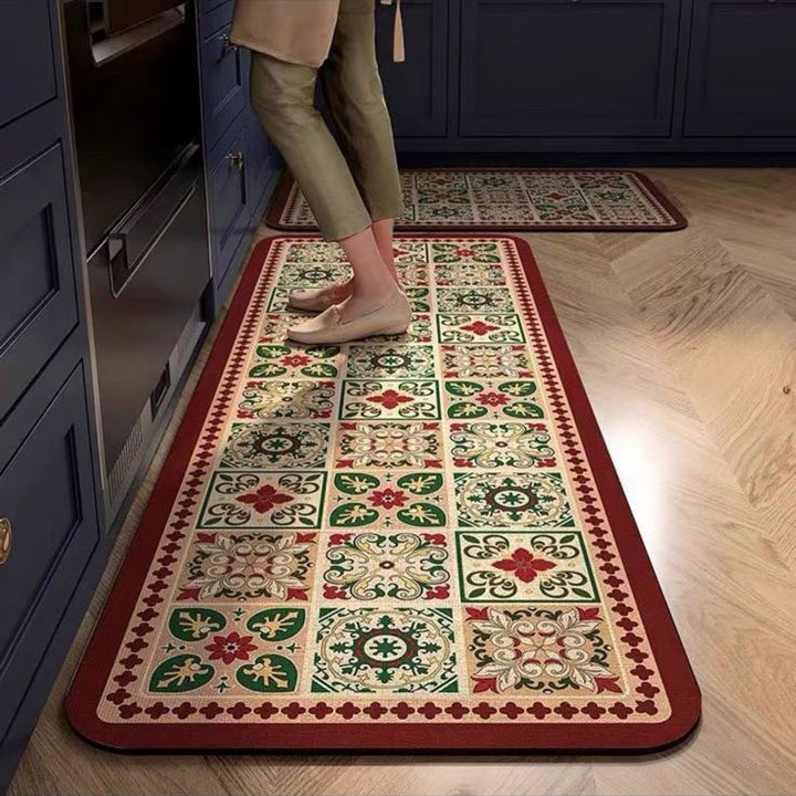 Floral-Themed Kitchen Runner Mat