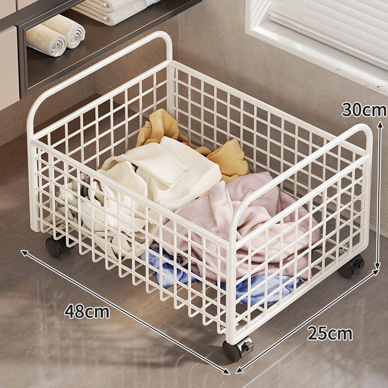 Metal Wire Grid Storage Basket with Raised Side Handles for Shelf and Countertop Organization