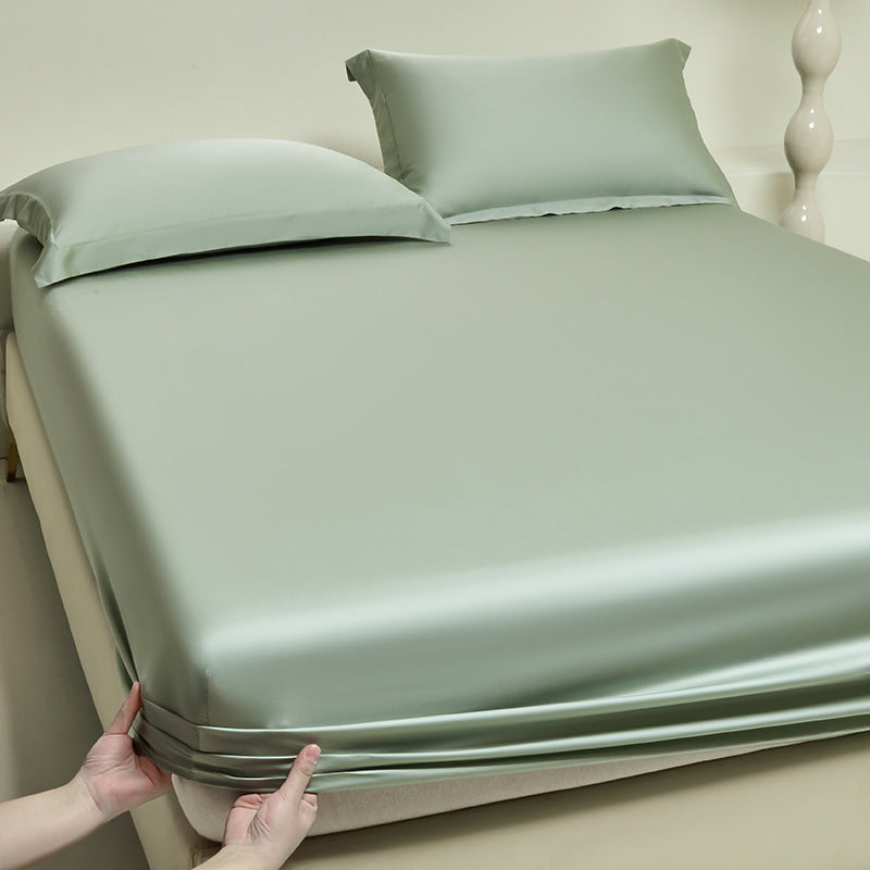 Silky satin fitted sheet set with extra deep pocket and pillowcases