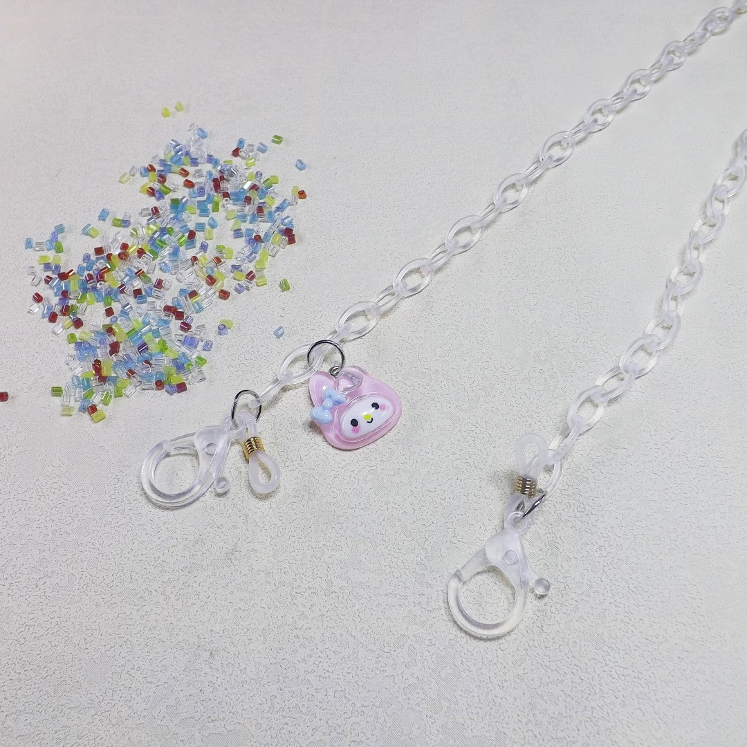 Playful glasses holder chain made of transparent material Stornfield