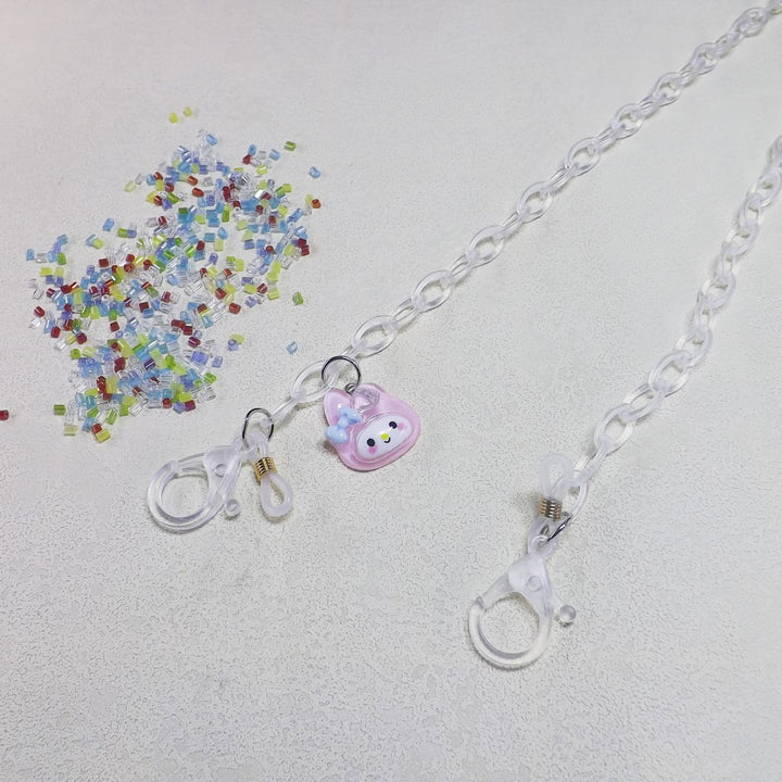 Playful glasses holder chain made of transparent material Stornfield