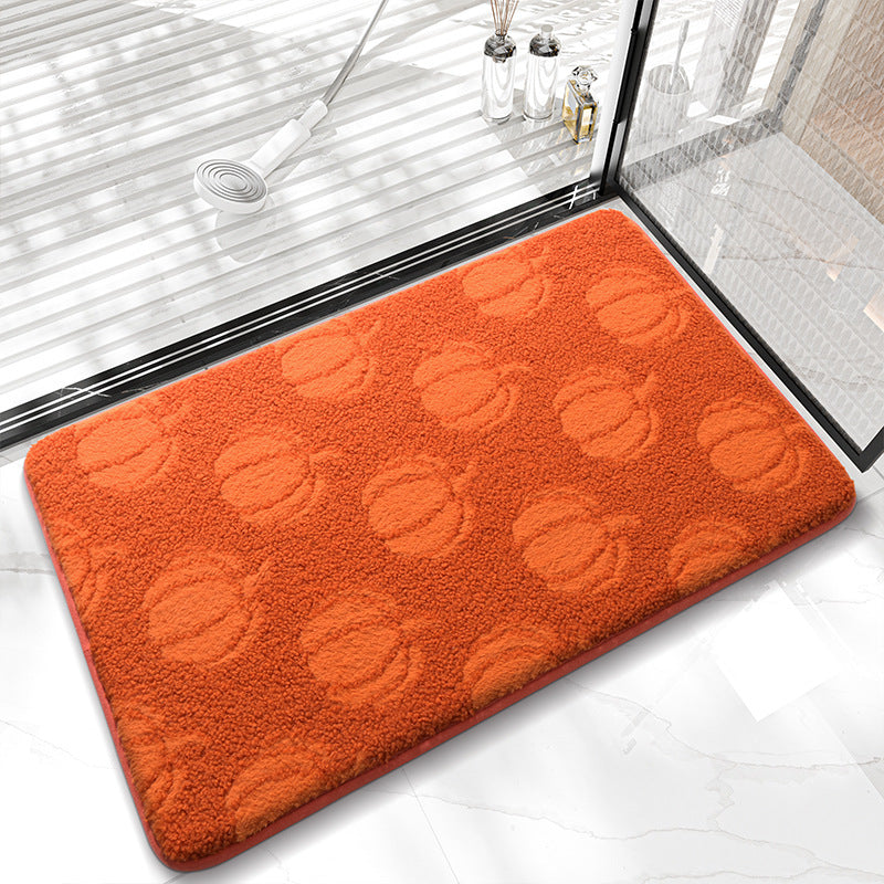 Plush Pumpkin-Shaped Bath Mat