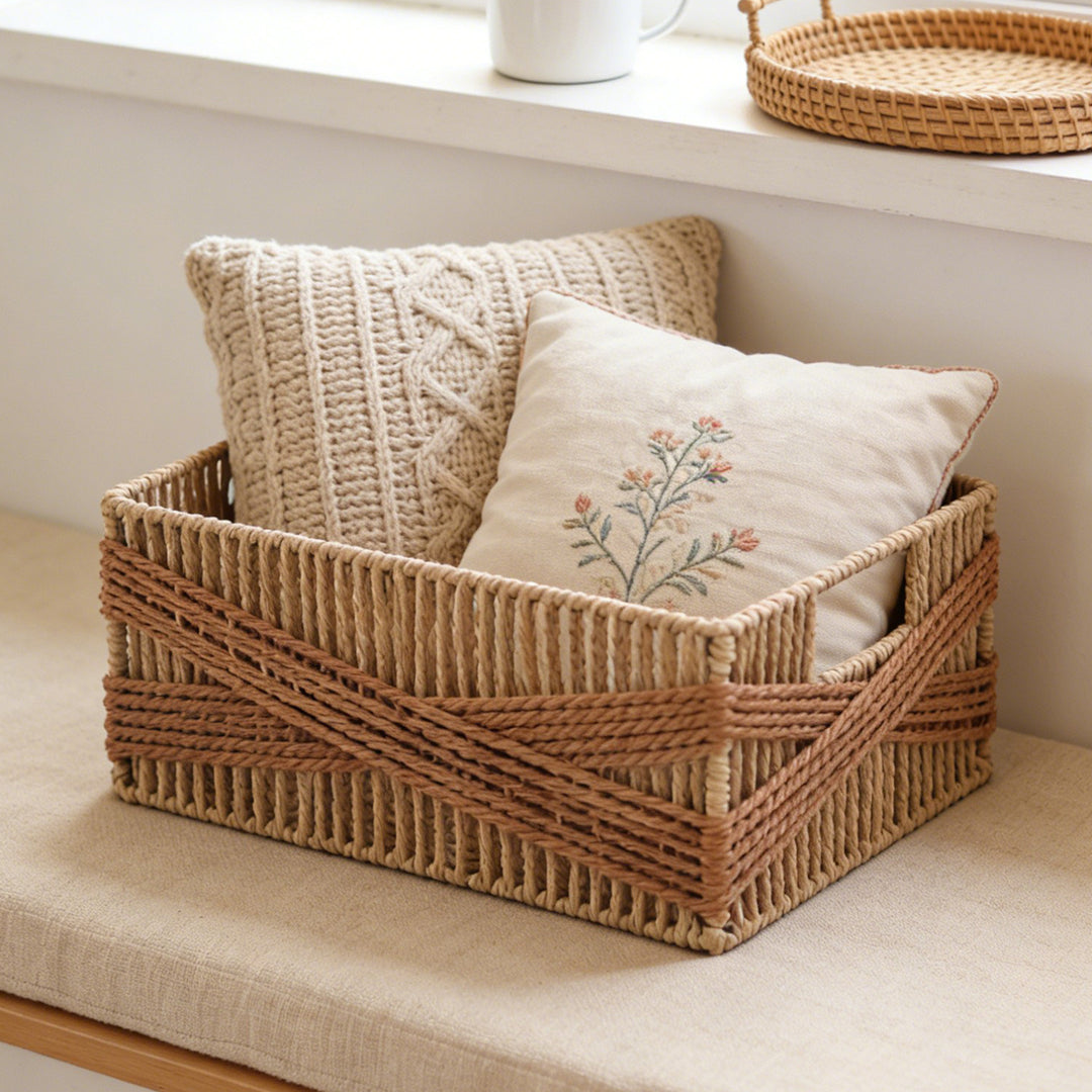 Handcrafted storage basket with decorative weave Stornfield
