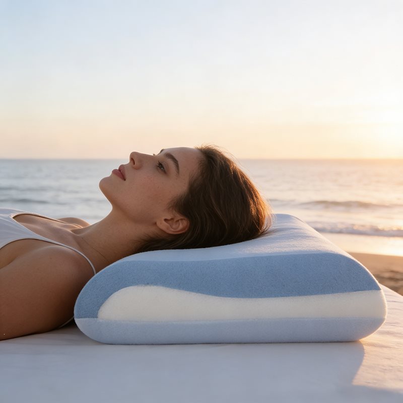 contour memory foam ergonomic cervical pillow with breathable cooling knit cover and removable washable sleeve Stornfield