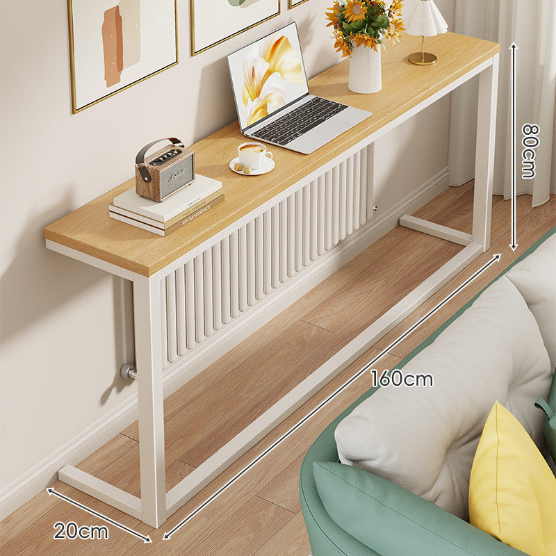 Slim Wooden-Top Metal Console Table for Sofa Back and Hallway