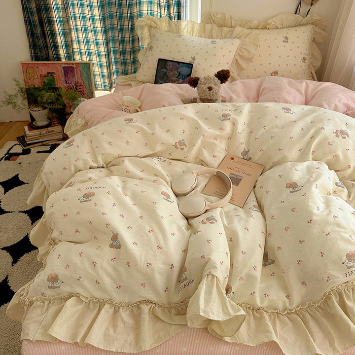 Playful Bunny-Themed Duvet Cover Set