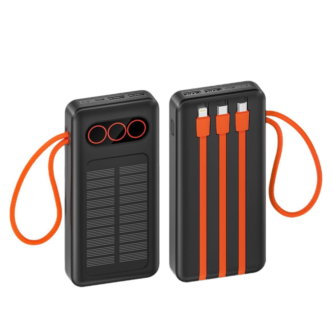 Portable Solar Power Bank with Integrated Charging Cables and Fast Charging Function Stornfield