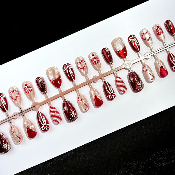 Elegant Polka Dot and Lace Press-On Nail Set