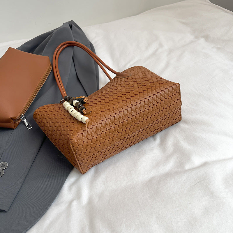 Textured Woven Shopping Tote