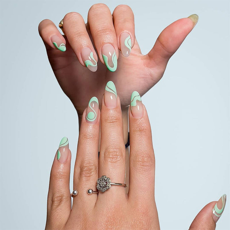 Artful nail design with curved lines Stornfield