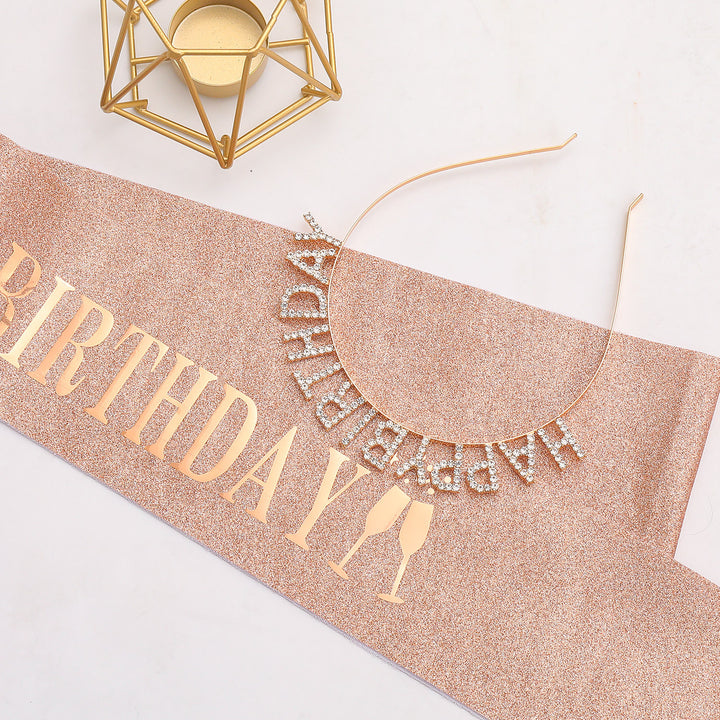 Ladies Glitter Headband with "Happy Birthday" Inscription Stornfield