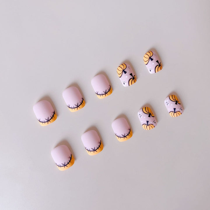 Halloween Fake Nail Set with Cute Pumpkin and Ghost Designs Stornfield