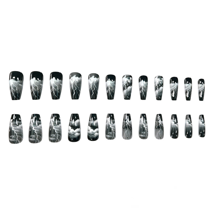 Artistic Lightning-Themed Nail Art Extensions Stornfield