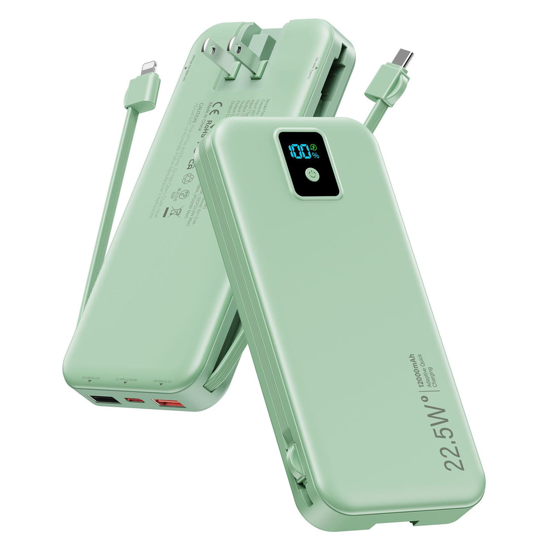 Power bank with digital LCD display and integrated charger Stornfield