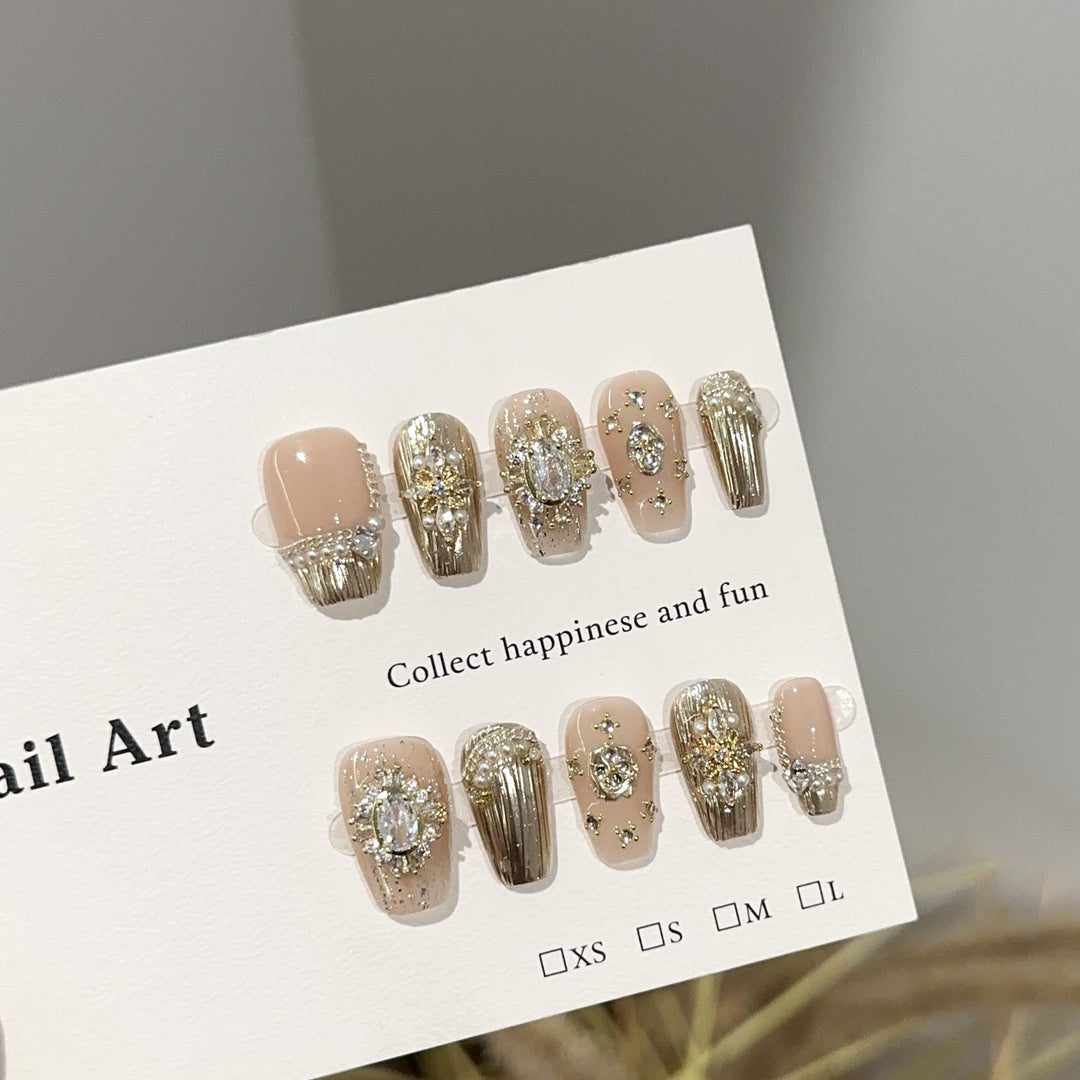 Glamorous Jewel-Embellished Press-On Nail Art