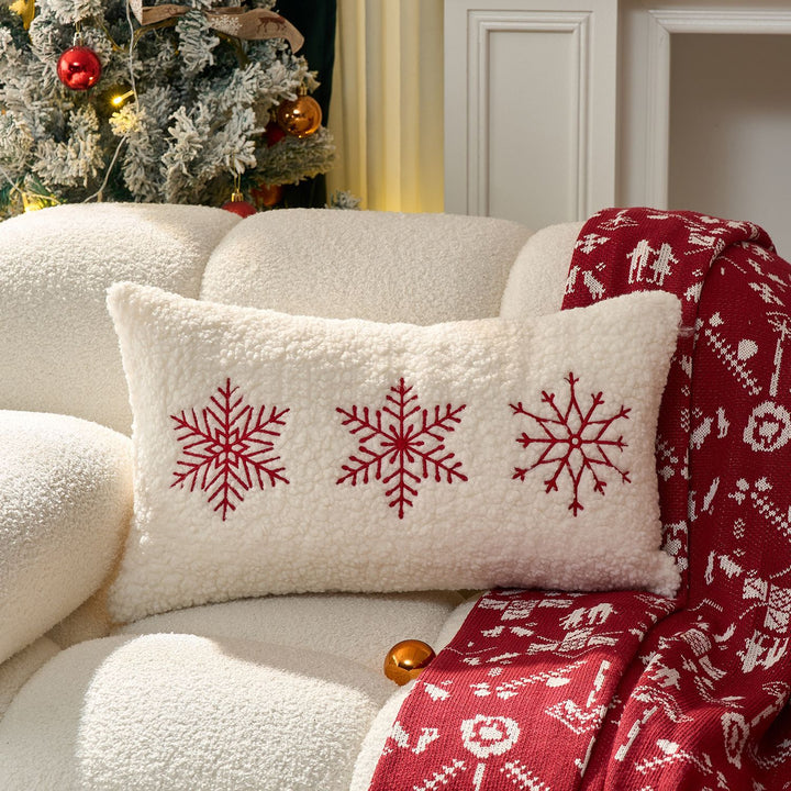 Festive Tufted Chenille Merry Christmas Lumbar Throw Pillow