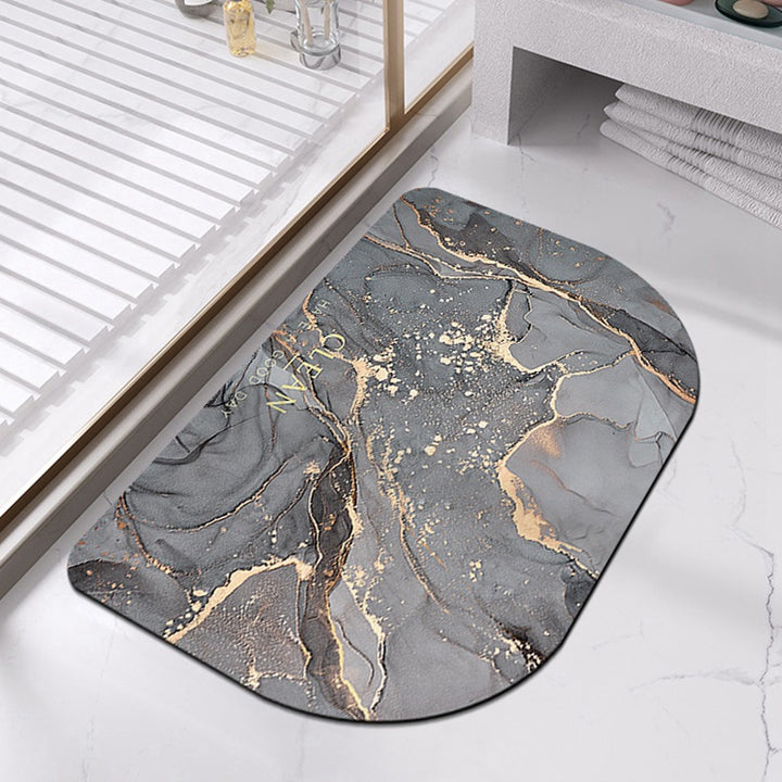 Half-Moon Marble-Pattern Bath Mat