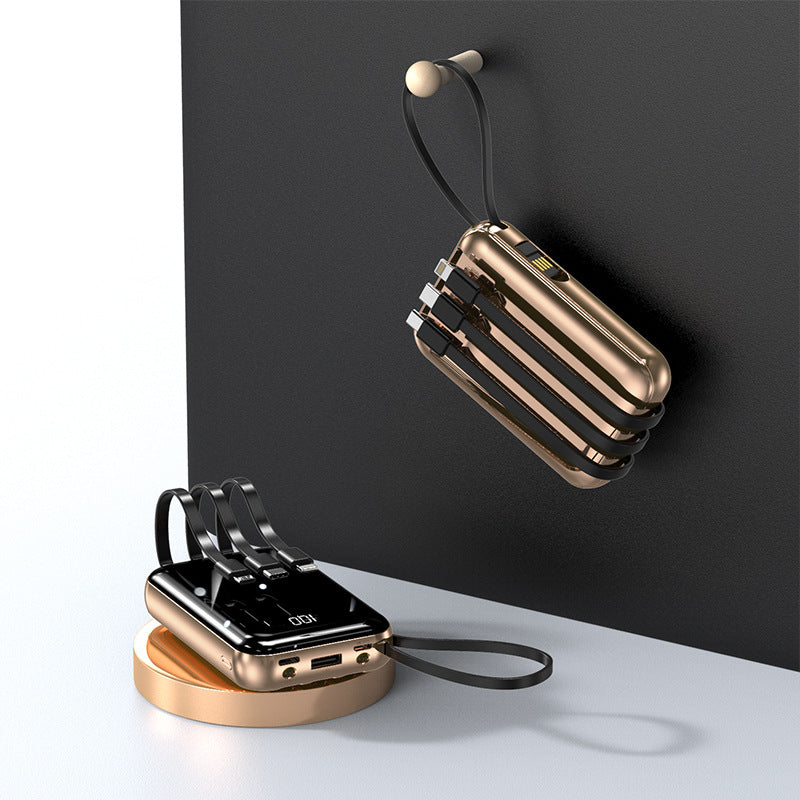 Portable power bank with integrated charging cables and digital charging display Stornfield