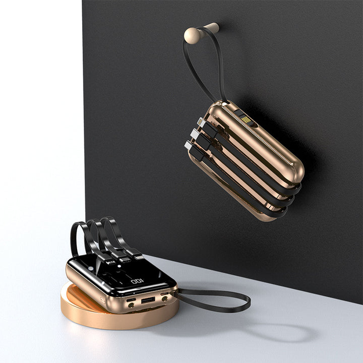 Portable power bank with integrated charging cables and digital charging display Stornfield
