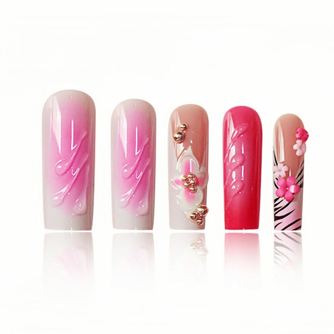 Floral Acrylic Press-On Nail Art Extensions Stornfield