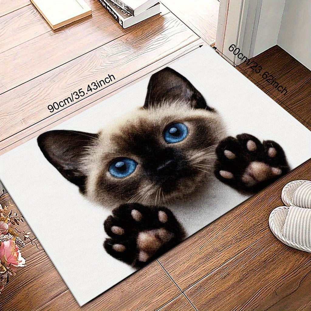 Decorative Cat-Themed Bath Mat for Bathroom