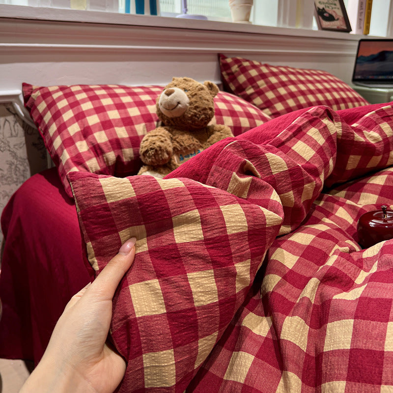Cozy Plaid Cotton Bedding Set