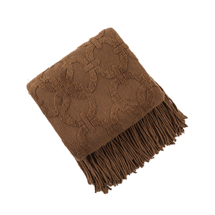 Cozy Textured Fringe Throw Blanket