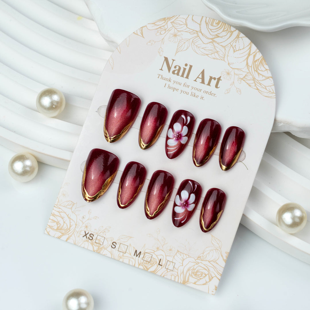 Artistic Floral Accent Press-On Nails